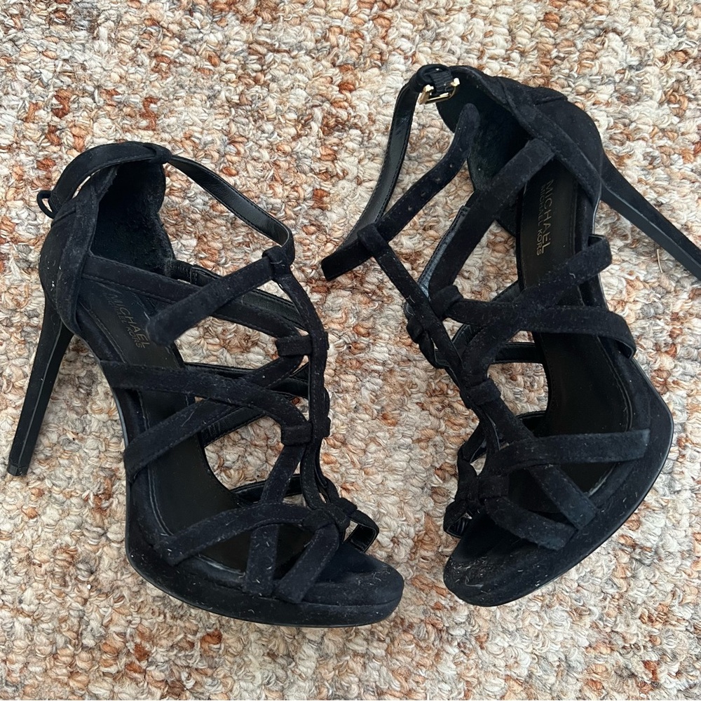 Michael Kors Sandra Womens Caged Platform Heels, Black 5.5